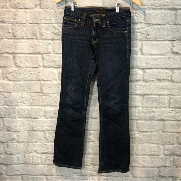 Nudie Jeans 26x30 Dark Blue Wash Bootcut Eddy Jeans *HEMMED* - Picture 1 of 9